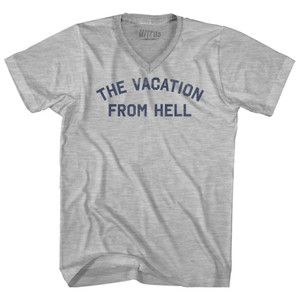The Vacation From Hell Adult Cotton V-neck T-shirt - Grey Heather The Vacation From Hell Adult Cotton V-neck T-shirt - Grey Heather