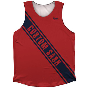 Custom Sash Left To Right Athletic Tank Top - Red Dark And Blue Navy Custom Sash Left To Right Athletic Tank Top - Red Dark And Blue Navy