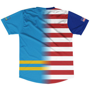 American Flag And Aruba Flag Combination Soccer Jersey Made In USA American Flag And Aruba Flag Combination Soccer Jersey Made In USA