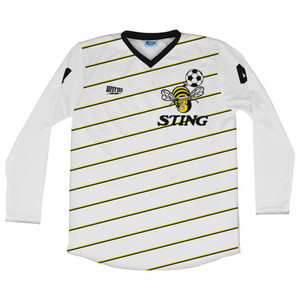 Chicago Sting 86-87 Krumpe 4 Long Sleeve Soccer Jersey Made In USA - White Black Chicago Sting 86-87 Krumpe 4 Long Sleeve Soccer Jersey Made In USA - White Black