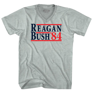 Reagan Bush 84 Adult Tri-Blend V-neck T-shirt - Athletic Cool Grey Reagan Bush 84 Adult Tri-Blend V-neck T-shirt - Athletic Cool Grey