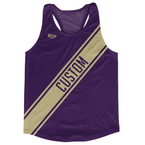 Purple & Vegas Gold Custom Sash Running Tank Top Racerback Track & Cross Country Singlet Jersey - Purple & Vegas Gold Purple & Vegas Gold Custom Sash Running Tank Top Racerback Track & Cross Country Singlet Jersey - Purple & Vegas Gold