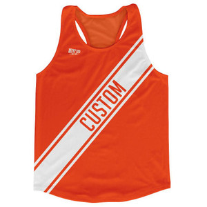 Tennesse Orange & White Custom Sash Running Tank Top Racerback Track & Cross Country Singlet Jersey - Tennesse Orange & White Tennesse Orange & White Custom Sash Running Tank Top Racerback Track & Cross Country Singlet Jersey - Tennesse Orange & White