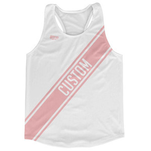 White & Pale Pink Custom Sash Running Tank Top Racerback Track & Cross Country Singlet Jersey - White & Pale Pink White & Pale Pink Custom Sash Running Tank Top Racerback Track & Cross Country Singlet Jersey - White & Pale Pink