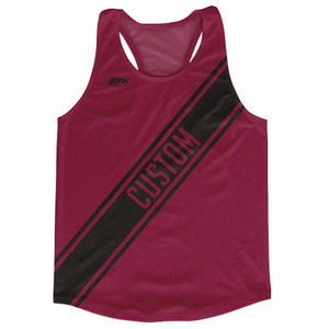 Maroon Red & Black Custom Sash Running Tank Top Racerback Track & Cross Country Singlet Jersey - Maroon Red & Black Maroon Red & Black Custom Sash Running Tank Top Racerback Track & Cross Country Singlet Jersey - Maroon Red & Black