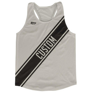 Cool Grey & Black Custom Sash Running Tank Top Racerback Track & Cross Country Singlet Jersey - Cool Grey & Black Cool Grey & Black Custom Sash Running Tank Top Racerback Track & Cross Country Singlet Jersey - Cool Grey & Black