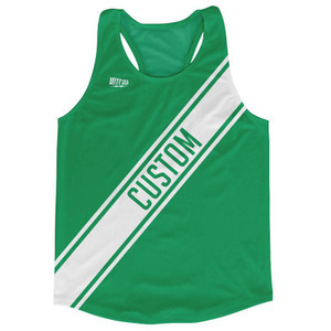 Kelly Green & White Custom Sash Running Tank Top Racerback Track & Cross Country Singlet Jersey - Kelly Green & White Kelly Green & White Custom Sash Running Tank Top Racerback Track & Cross Country Singlet Jersey - Kelly Green & White