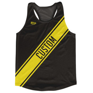 Black & Yellow Custom Sash Running Tank Top Racerback Track & Cross Country Singlet Jersey - Black & Yellow Black & Yellow Custom Sash Running Tank Top Racerback Track & Cross Country Singlet Jersey - Black & Yellow