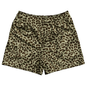 Cheetah Two Tone Light Brown Rugby Gym Short 5 Inch Inseam With Pockets Made In USA - Light Brown Cheetah Two Tone Light Brown Rugby Gym Short 5 Inch Inseam With Pockets Made In USA - Light Brown