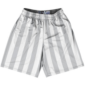 Medium Gray & White Vertical Stripe Lacrosse Shorts Made In USA by Tribe Lacrosse Medium Gray & White Vertical Stripe Lacrosse Shorts Made In USA by Tribe Lacrosse