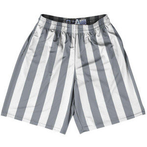 Dark Gray & White Vertical Stripe Lacrosse Shorts Made In USA by Tribe Lacrosse Dark Gray & White Vertical Stripe Lacrosse Shorts Made In USA by Tribe Lacrosse