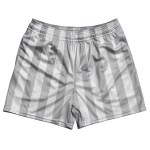 Medium Gray & White Rugby Gym Short 5 Inch Inseam With Pockets Made In USA - Medium Gray & White Medium Gray & White Rugby Gym Short 5 Inch Inseam With Pockets Made In USA - Medium Gray & White