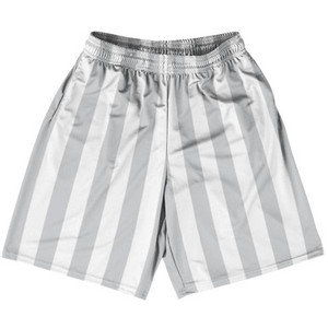 Medium Gray & White Vertical Stripe Basketball Practice Shorts Made In USA by Ultras Basketball Medium Gray & White Vertical Stripe Basketball Practice Shorts Made In USA by Ultras Basketball