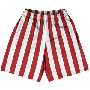 Dark Red & White Vertical Stripe Basketball Practice Shorts Made In USA by Ultras Basketball Dark Red & White Vertical Stripe Basketball Practice Shorts Made In USA by Ultras Basketball