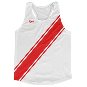 White & Red Sash Running Tank Top Racerback Track & Cross Country Singlet Jersey Made In USA-White & Red White & Red Sash Running Tank Top Racerback Track & Cross Country Singlet Jersey Made In USA-White & Red