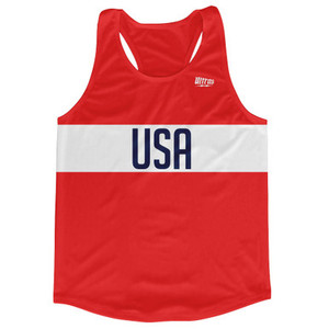 USA Finish Line Running Tank Top Racerback Track and Cross Country Singlet Jersey Made In USA - Red USA Finish Line Running Tank Top Racerback Track and Cross Country Singlet Jersey Made In USA - Red