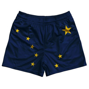 Alaska State Flag Rugby Gym Short 5 Inch Inseam With Pockets Made In USA - Navy Alaska State Flag Rugby Gym Short 5 Inch Inseam With Pockets Made In USA - Navy