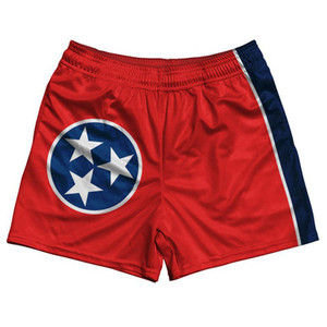 Tennessee State Flag Rugby Gym Short 5 Inch Inseam With Pockets Made In USA-Red Tennessee State Flag Rugby Gym Short 5 Inch Inseam With Pockets Made In USA-Red