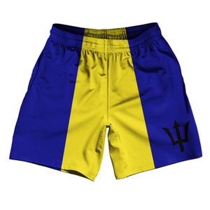 Barbados Country Flag Athletic Running Fitness Exercise Shorts 7" Inseam Made In USA - Blue Yellow Barbados Country Flag Athletic Running Fitness Exercise Shorts 7" Inseam Made In USA - Blue Yellow