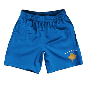 Kosovo Country Flag Athletic Running Fitness Exercise Shorts 7" Inseam Made In USA - Blue Kosovo Country Flag Athletic Running Fitness Exercise Shorts 7" Inseam Made In USA - Blue