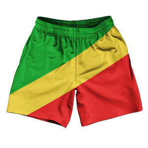 Congo Country Flag Athletic Running Fitness Exercise Shorts 7" Inseam Made In USA - Red Yellow Green Congo Country Flag Athletic Running Fitness Exercise Shorts 7" Inseam Made In USA - Red Yellow Green