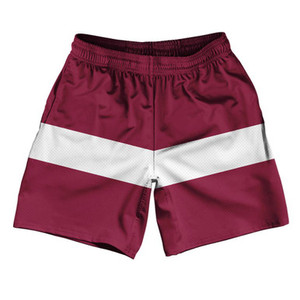Latvia Country Flag Athletic Running Fitness Exercise Shorts 7" Inseam Made In USA - Maroon Latvia Country Flag Athletic Running Fitness Exercise Shorts 7" Inseam Made In USA - Maroon