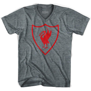 Liverpool Liverbird Soccer Crest Adult Tri-Blend V-neck Womens Soccer Junior Cut T-shirt-Athletic Grey Liverpool Liverbird Soccer Crest Adult Tri-Blend V-neck Womens Soccer Junior Cut T-shirt-Athletic Grey