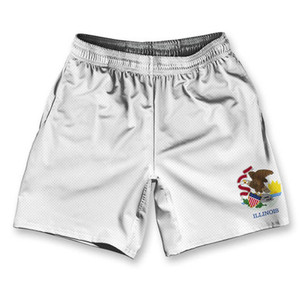 Illinois State Flag Athletic Running Fitness Exercise Shorts 7" Inseam Made in USA-White Illinois State Flag Athletic Running Fitness Exercise Shorts 7" Inseam Made in USA-White