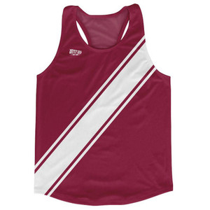 Maroon Red & White Sash Running Tank Top Racerback Track & Cross Country Singlet Jersey Made In USA - White & Maroon Red Maroon Red & White Sash Running Tank Top Racerback Track & Cross Country Singlet Jersey Made In USA - White & Maroon Red