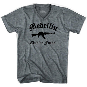 Medellin Club de Futbol Adult Tri-Blend V-neck Womens Soccer Junior Cut T-shirt - Athletic Grey Medellin Club de Futbol Adult Tri-Blend V-neck Womens Soccer Junior Cut T-shirt - Athletic Grey