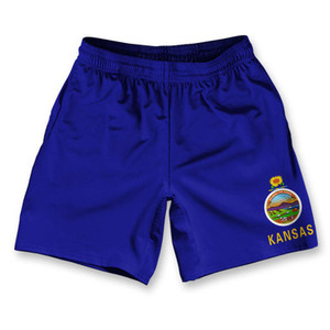 Kansas State Flag Athletic Running Fitness Exercise Shorts 7" Inseam Made in USA - Blue Kansas State Flag Athletic Running Fitness Exercise Shorts 7" Inseam Made in USA - Blue