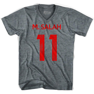 M. Salah 11 Liverpool Adult Tri-Blend V-neck Womens Soccer Junior Cut T-shirt - Athletic Grey M. Salah 11 Liverpool Adult Tri-Blend V-neck Womens Soccer Junior Cut T-shirt - Athletic Grey