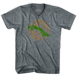 Cuba Soccer Crest Adult Tri-Blend V-neck Womens Soccer Junior Cut T-shirt-Athletic Grey Cuba Soccer Crest Adult Tri-Blend V-neck Womens Soccer Junior Cut T-shirt-Athletic Grey