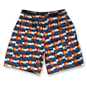 Colorado State Party Flag Athletic Running Fitness Exercise Shorts 7" Inseam Made in USA - Blue White Yellow Red Colorado State Party Flag Athletic Running Fitness Exercise Shorts 7" Inseam Made in USA - Blue White Yellow Red