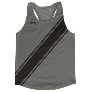 Dark Grey & Black Sash Running Tank Top Racerback Track & Cross Country Singlet Jersey Made In USA - Black & Dark Grey Dark Grey & Black Sash Running Tank Top Racerback Track & Cross Country Singlet Jersey Made In USA - Black & Dark Grey