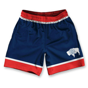 Wyoming State Flag Athletic Running Fitness Exercise Shorts 7" Inseam Made in USA - Blue White Red Wyoming State Flag Athletic Running Fitness Exercise Shorts 7" Inseam Made in USA - Blue White Red