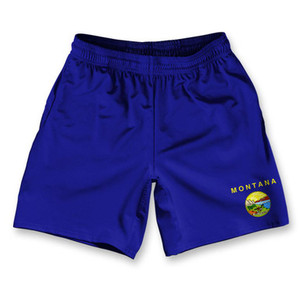 Montana State Flag Athletic Running Fitness Exercise Shorts 7" Inseam Made in USA - Blue Montana State Flag Athletic Running Fitness Exercise Shorts 7" Inseam Made in USA - Blue