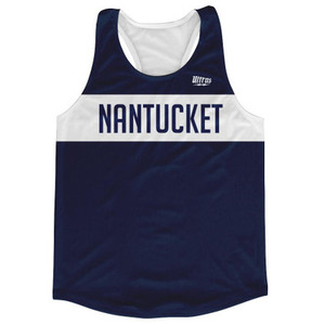 Nantucket Finish Line Running Tank Top Racerback Track & Cross Country Singlet Jersey Made In USA - White Navy Nantucket Finish Line Running Tank Top Racerback Track & Cross Country Singlet Jersey Made In USA - White Navy