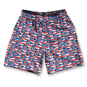 Ohio State Party Flags Athletic Running Fitness Exercise Shorts 7" Inseam Made in USA-Blue White Red Ohio State Party Flags Athletic Running Fitness Exercise Shorts 7" Inseam Made in USA-Blue White Red