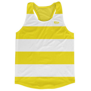 Yellow & White Striped Running Tank Top Racerback Track and Cross Country Singlet Jersey Made In USA - Yellow & White Yellow & White Striped Running Tank Top Racerback Track and Cross Country Singlet Jersey Made In USA - Yellow & White