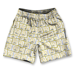 Rhode Island State Athletic Running Fitness Exercise Shorts 7" Inseam Made in USA - White Yellow Rhode Island State Athletic Running Fitness Exercise Shorts 7" Inseam Made in USA - White Yellow