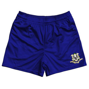 Connecticut State Flag Rugby Gym Short 5 Inch Inseam With Pockets Made In USA - Navy Connecticut State Flag Rugby Gym Short 5 Inch Inseam With Pockets Made In USA - Navy