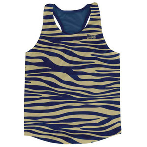 Navy Blue & Vegas Gold Zebra Running Tank Top Racerback Track & Cross Country Singlet Jersey Made In USA - Navy Blue & Vegas Gold Navy Blue & Vegas Gold Zebra Running Tank Top Racerback Track & Cross Country Singlet Jersey Made In USA - Navy Blue & Vegas Gold