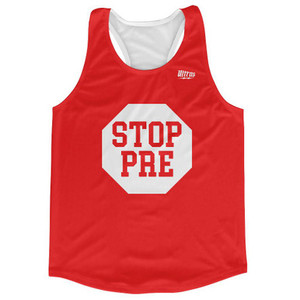White Stop Pre Running Track & Field Running Cross Country Tank Racerback Top Made In USA - White White Stop Pre Running Track & Field Running Cross Country Tank Racerback Top Made In USA - White