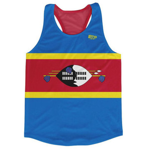 Swaziland Country Flag Running Tank Top Racerback Track and Cross Country Singlet Jersey Made In USA - Blue Yellow Swaziland Country Flag Running Tank Top Racerback Track and Cross Country Singlet Jersey Made In USA - Blue Yellow