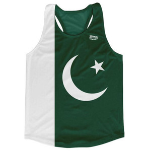 Pakistan Country Flag Running Tank Top Racerback Track and Cross Country Singlet Jersey Made In USA - White Green Pakistan Country Flag Running Tank Top Racerback Track and Cross Country Singlet Jersey Made In USA - White Green