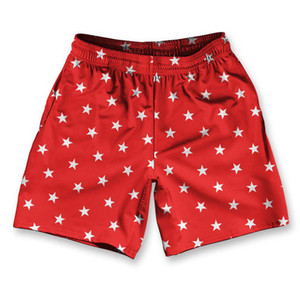 Stars Red Athletic Running Fitness Exercise Shorts 7" Inseam Made in USA - Red Stars Red Athletic Running Fitness Exercise Shorts 7" Inseam Made in USA - Red