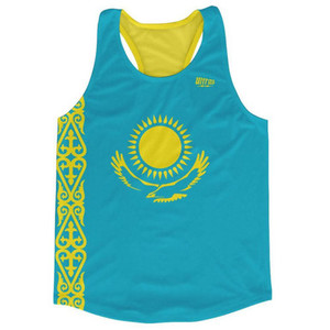 Kazakhstan Country Flag Running Tank Top Racerback Track and Cross Country Singlet Jersey Made In USA - Blue Yellow Kazakhstan Country Flag Running Tank Top Racerback Track and Cross Country Singlet Jersey Made In USA - Blue Yellow