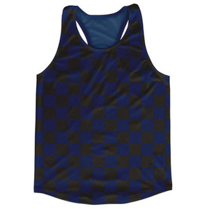 Blue Navy & Black Checkerboard Running Tank Top Racerback Track and Cross Country Singlet Jersey Made In USA - Blue Navy & Black Blue Navy & Black Checkerboard Running Tank Top Racerback Track and Cross Country Singlet Jersey Made In USA - Blue Navy & Black