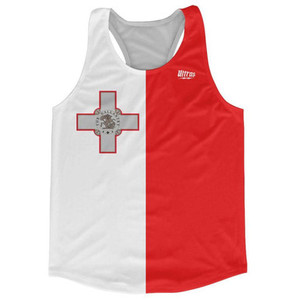 Malta Country Flag Running Tank Top Racerback Track and Cross Country Singlet Jersey Made In USA-White Red Malta Country Flag Running Tank Top Racerback Track and Cross Country Singlet Jersey Made In USA-White Red